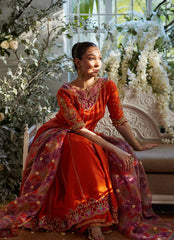 KUSUM BURNT ORANGE KALIDAAR AND DUPATTA