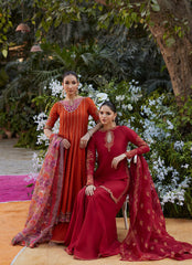 KUSUM BURNT ORANGE KALIDAAR AND DUPATTA