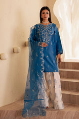 Sea Shore 3Pc - Embroidered Solid Dress