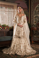 Ivory and Gold Gharara Set - With Light Dupatta (BR-04A)