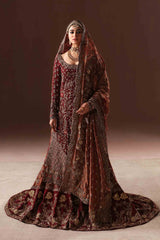 MAROON AND ANTIQUE GOLD FARSHI GHARARA SET (BR-09)