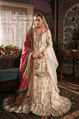 Ivory and Gold Gharara Set - With Light Dupatta (BR-04A)