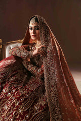 MAROON AND ANTIQUE GOLD FARSHI GHARARA SET (BR-09)