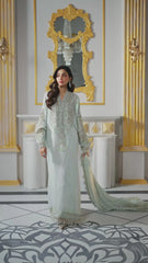 3 Piece Unstitched Embroidered Chiffon Suit | BD-3005 - Maria b