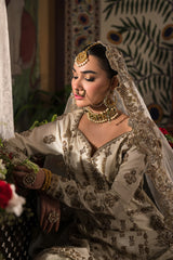 Ivory and Gold Gharara Set - With Heavier Dupatta (BR-04B)