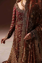 MAROON AND ANTIQUE GOLD FARSHI GHARARA SET (BR-09)