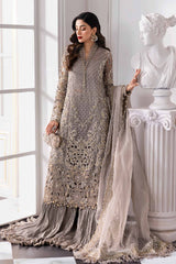 3 Piece Unstitched Embroidered Organza Suit | BD-3006 - Maria b