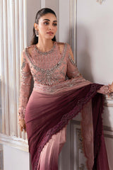 Unstitched Embroidered Chiffon Saree | BD-3001 - Maria b