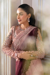 Unstitched Embroidered Chiffon Saree | BD-3001 - Maria b