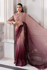 Unstitched Embroidered Chiffon Saree | BD-3001 - Maria b