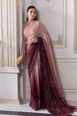 Unstitched Embroidered Chiffon Saree | BD-3001 - Maria b