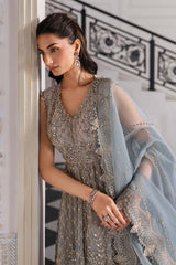 3 Piece Unstitched Embroidered Net Suit | BD-3002 - Maria b