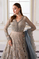 3 Piece Unstitched Embroidered Net Suit | BD-3002 - Maria b