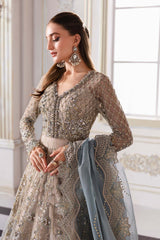 3 Piece Unstitched Embroidered Net Suit | BD-3002 - Maria b