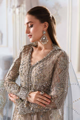3 Piece Unstitched Embroidered Net Suit | BD-3002 - Maria b