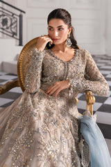 3 Piece Unstitched Embroidered Net Suit | BD-3002 - Maria b