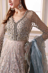 3 Piece Unstitched Embroidered Net Suit | BD-3002 - Maria b