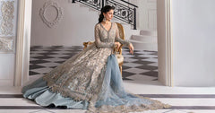 3 Piece Unstitched Embroidered Net Suit | BD-3002 - Maria b