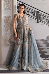 3 Piece Unstitched Embroidered Net Suit | BD-3002 - Maria b