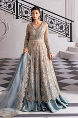 3 Piece Unstitched Embroidered Net Suit | BD-3002 - Maria b
