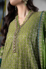 3 Piece Embroidered Cotton Satin Suit | CSS-803