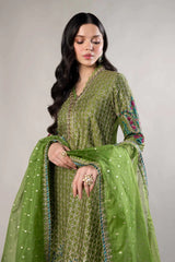 3 Piece Embroidered Cotton Satin Suit | CSS-803