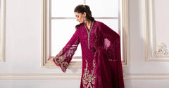 3 Piece Unstitched Embroidered Chiffon Suit | BD-3003 - Maria b
