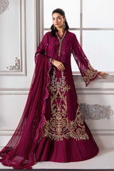 3 Piece Unstitched Embroidered Chiffon Suit | BD-3003 - Maria b