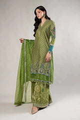 3 Piece Embroidered Cotton Satin Suit | CSS-803