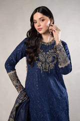 3 Piece Embroidered Cotton Satin Suit | CSS-804