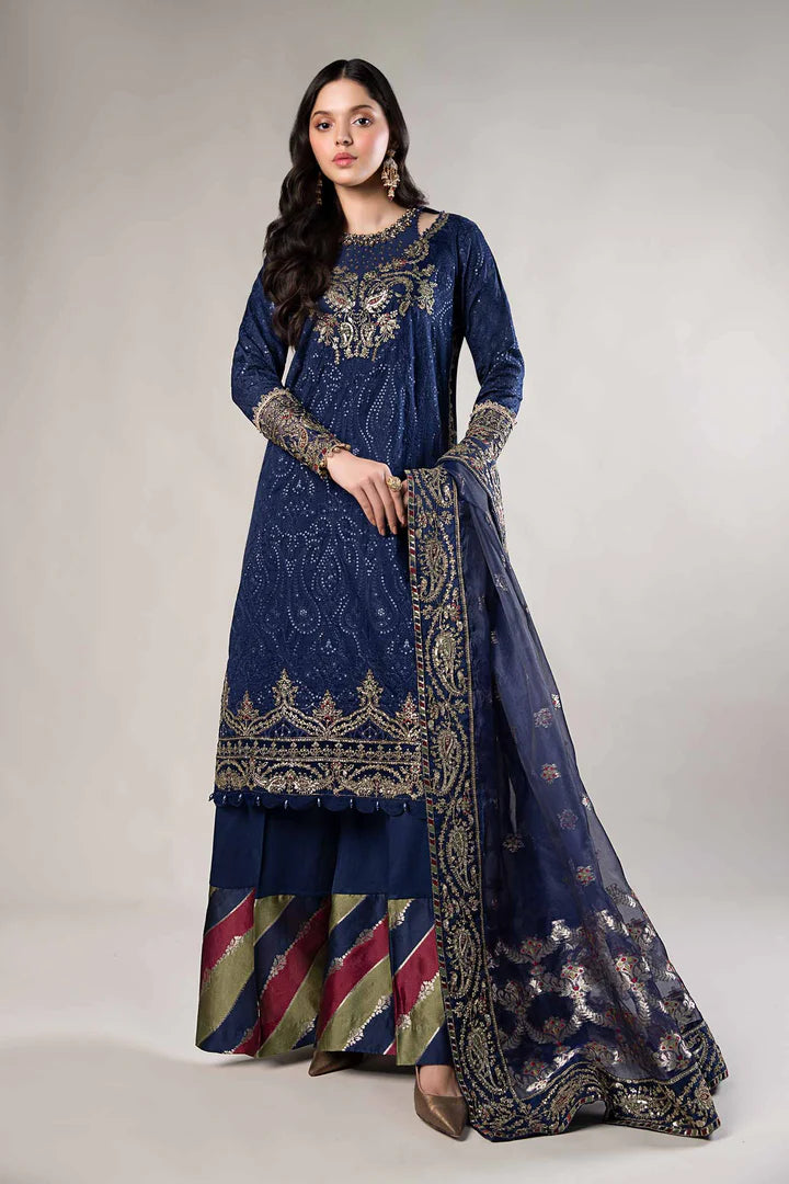 3 Piece Embroidered Cotton Satin Suit | CSS-804