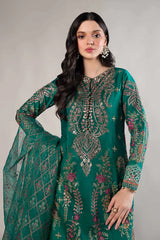 3 Piece Embroidered Cotton Satin Suit | CSS-805