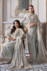 3 Piece Unstitched Embroidered Chiffon Suit | BD-3005 - Maria b