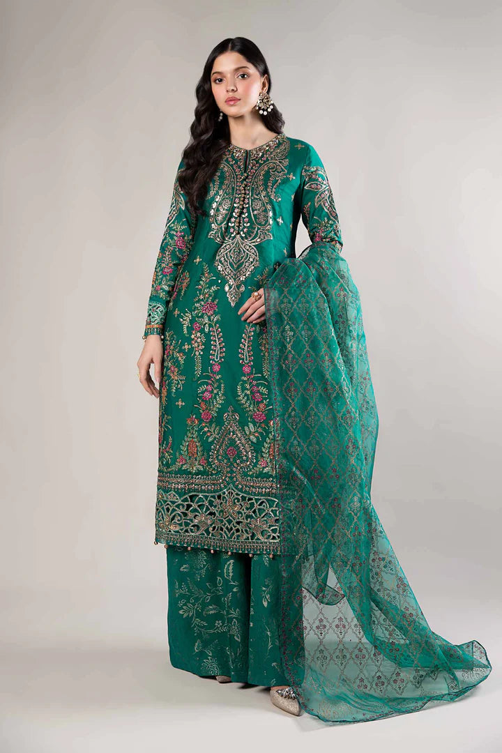 3 Piece Embroidered Cotton Satin Suit | CSS-805