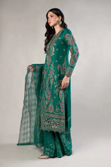 3 Piece Embroidered Cotton Satin Suit | CSS-805