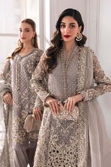 3 Piece Unstitched Embroidered Organza Suit | BD-3006 - Maria b