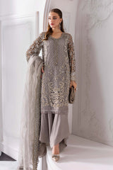 3 Piece Unstitched Embroidered Organza Suit | BD-3006 - Maria b