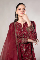 3 Piece Embroidered Cotton Satin Suit | CSS-807