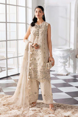 3 Piece Unstitched Embroidered Chiffon Suit | BD-3007 - Maria b