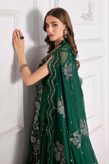 3 Piece Unstitched Embroidered Chiffon Suit | BD-3008 - Maria b