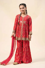 3 Piece Embroidered Marina Twill Suit | MKD-W24-12