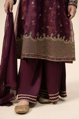 3 Piece Embroidered Cotton Net Suit | MKS-W24-01