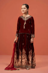 3 Piece Embroidered Velvet Suit | MKS-W24-14