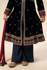 3 Piece Embroidered Velvet Suit | MKS-W24-17