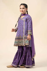 3 Piece Embroidered Raw Silk Suit | MKS-W24-20