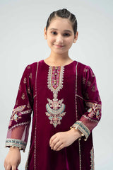 3 Piece Embroidered Velvet Suit | MKS-W24-32