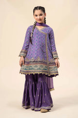 3 Piece Embroidered Raw Silk Suit | MKS-W24-20