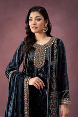 3 Piece Embroidered Velvet Suit | SF-W24-14