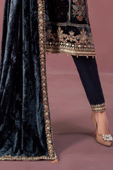 3 Piece Embroidered Velvet Suit | SF-W24-14