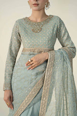 3 Piece Embroidered Raw Silk Suit | SF-W24-15